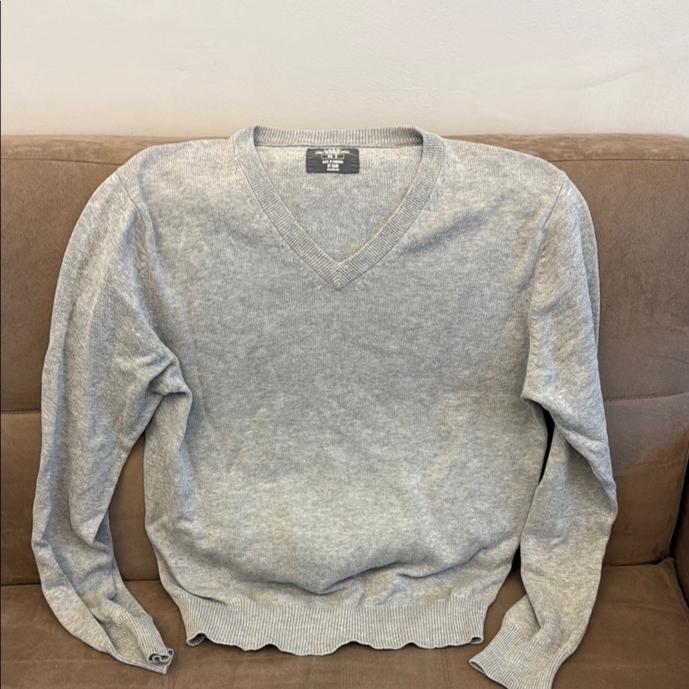 Gray V-Neck Men's Sweater